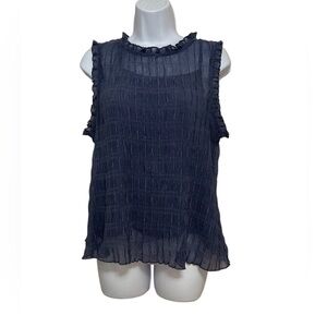 L Love Ruffle Trim Gauzy Sleeveless Top with Tank